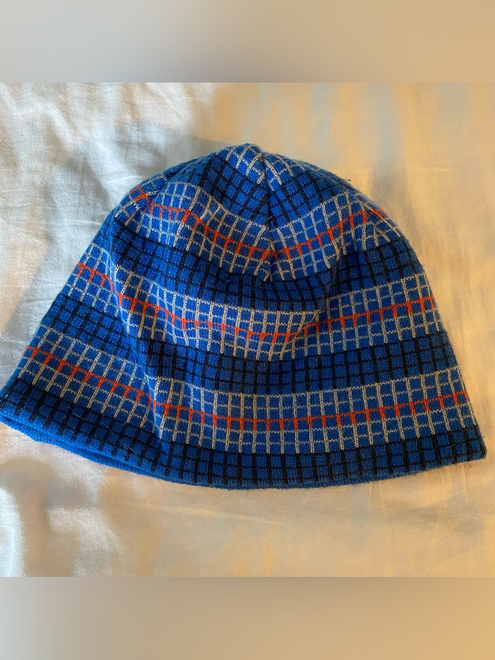 Columbia Knit Winter Hat Kids Youth L Blue Logo Reversible Gorpcore Ski Outdoor